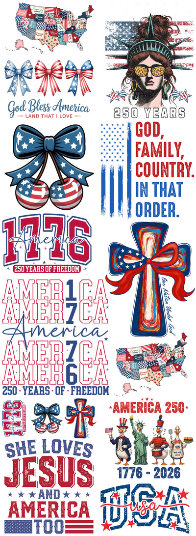 🇺🇸🎇 "1776 Freedom" Ultimate Gang Sheet | Ready-to-Press DTF Transfer