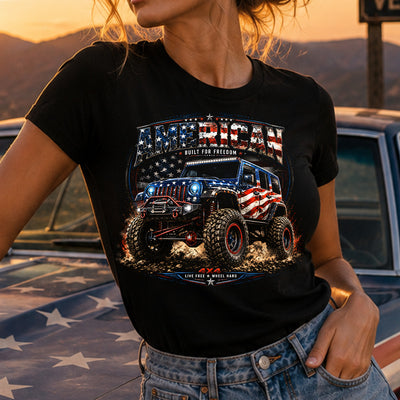 American 4x4 Built for Freedom DTF Transfer | Ready to Press Rugged Patriotic Graphic
