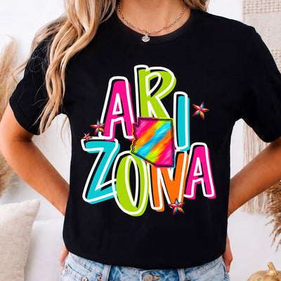 Neon Retro Arizona State Pride DTF Transfer | Ready to Press Colorful Design