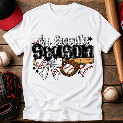 My Favorite Season Baseball Bow DTF Transfer | Ready to Press Sports Graphic