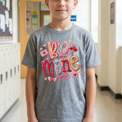 💌 "Be Mine" Faux Embroidery | Ready-to-Press DTF Transfer