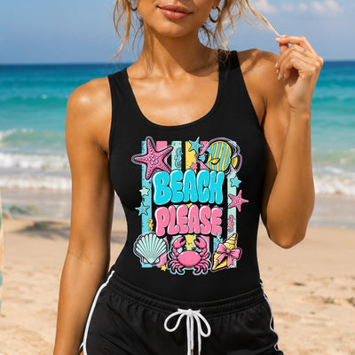 Beach Please Retro Marine Life DTF Transfer | Ready to Press Summer Graphic