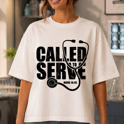 Called To Serve Mark 10:45 Stethoscope DTF Transfer | Ready to Press Nurse Graphic