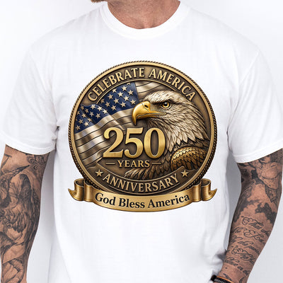 Celebrate America 250 Years Eagle Medallion DTF Transfer | Ready to Press Patriotic Design