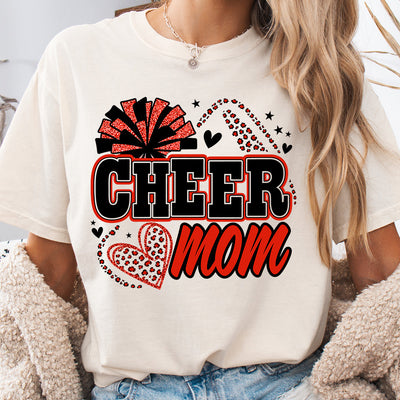 Cheer Mom Glitter Pom Pom DTF Transfer | Ready to Press Game Day Design