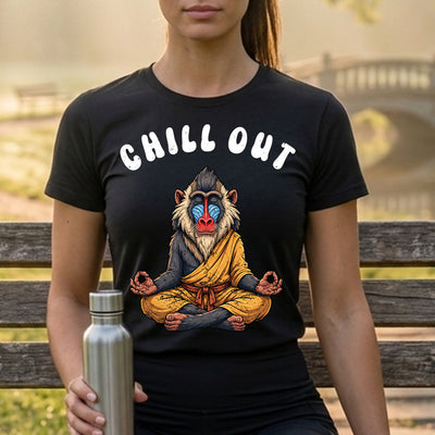 Chill Out Meditating Mandrill DTF Transfer | Ready to Press Yoga Graphic