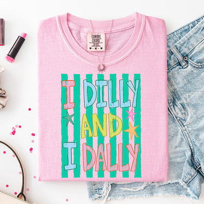 I Dilly And I Dally Colorful Stripes DTF Transfer