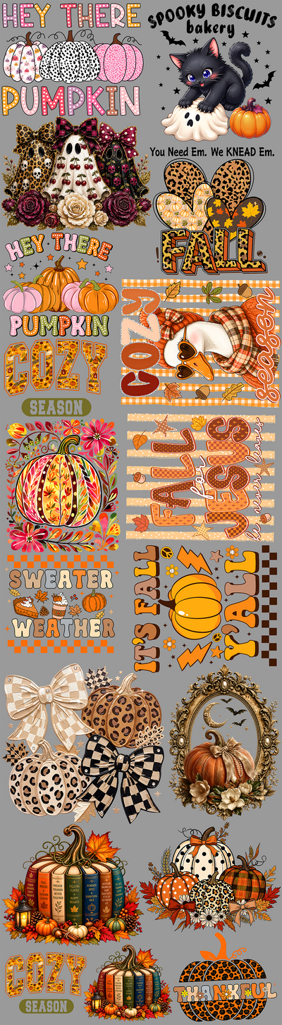 Fall & Halloween Best-Sellers DTF Gang Sheet | Ready to Press Multi-Design Transfer Sheet