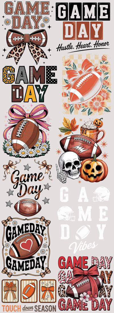 Game Day Vibes DTF Heat Transfer Gang Sheet 🏈✨