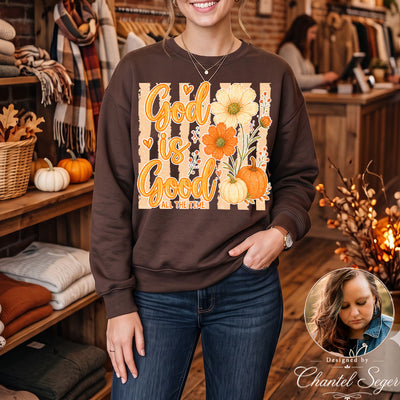 God Is Good All The Time Autumn Floral & Pumpkins DTF Transfer