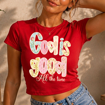 God is Good Floral Patchwork DTF Transfer | Ready to Press Christian Graphic