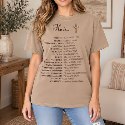 He Is Names of God Wooden Cross DTF Transfer