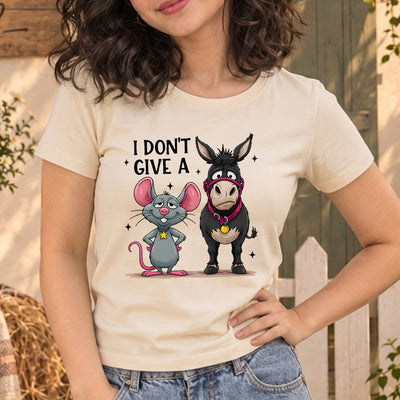 I Don't Give A Rat's Ass Donkey Mouse Funny Pun DTF Transfer | Ready to Press Sarcastic Graphic