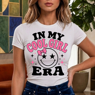In My Cool Girl Era Retro Smiley Bow DTF Transfer | Ready to Press Trendy Graphic
