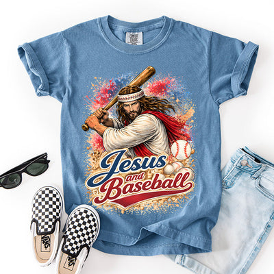 Jesus and Baseball DTF Transfer - Religious Sports Ready to Press Baseball Designs