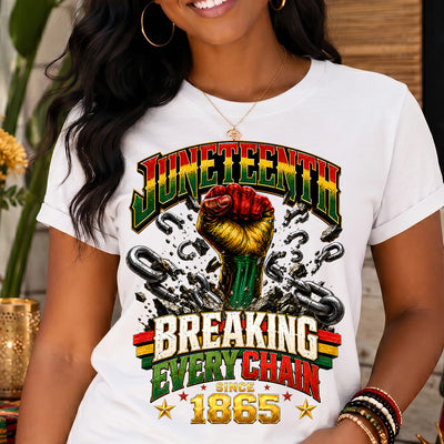 Stand for freedom, strength, and heritage with this powerful, chain-breaking Juneteenth design!