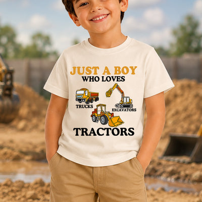 Just A Boy Who Loves Trucks Construction DTF Transfer | Ready to Press Kids Graphic