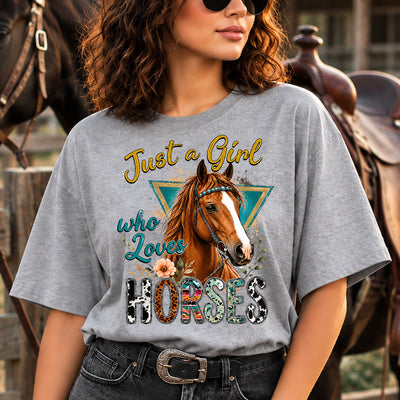 Just A Girl Who Loves Horses Western Southwestern DTF Transfer | Ready to Press Graphic