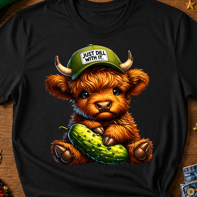 Just Dill With It Highland Cow Pickle DTF Transfer | Ready to Press Funny Pun Design