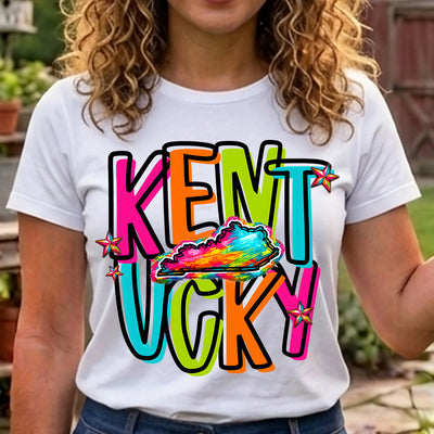 Kentucky Retro Neon State DTF Transfer | Ready to Press Colorful Graphic