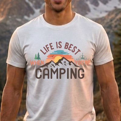 Life Is Best When You're Camping Vintage DTF Transfer | Ready to Press Outdoor Graphic