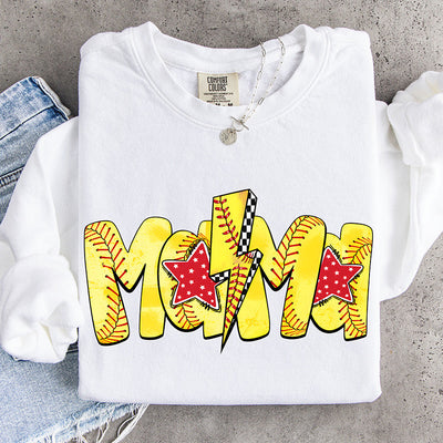 Softball Mama Lightning Bolt DTF Transfer | Ready to Press Softball Designs