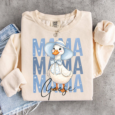 Mama Goose Retro Blue DTF Transfer - Ready to Press