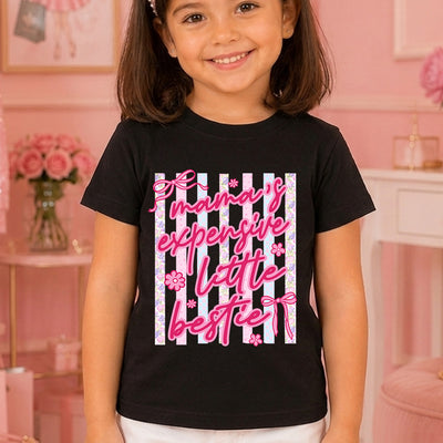 Mama's Expensive Little Bestie Coquette Bow DTF Transfer | Ready to Press Kids Graphic