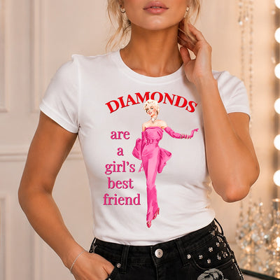 Diamonds Are A Girl's Best Friend Glamour DTF Transfer | Ready to Press Vintage Graphic
