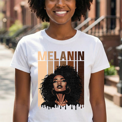 ✨ Glow with Pride: The "Melanin" Queen Halftone DTF Transfer!