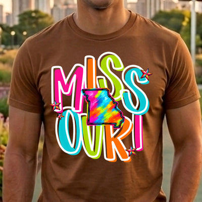 Missouri Retro Neon State DTF Transfer | Ready to Press Colorful Graphic
