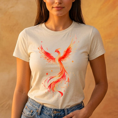 Watercolor Phoenix Rising Splatter Paint Fire Bird DTF Transfer | Ready to Press Mythical Graphic