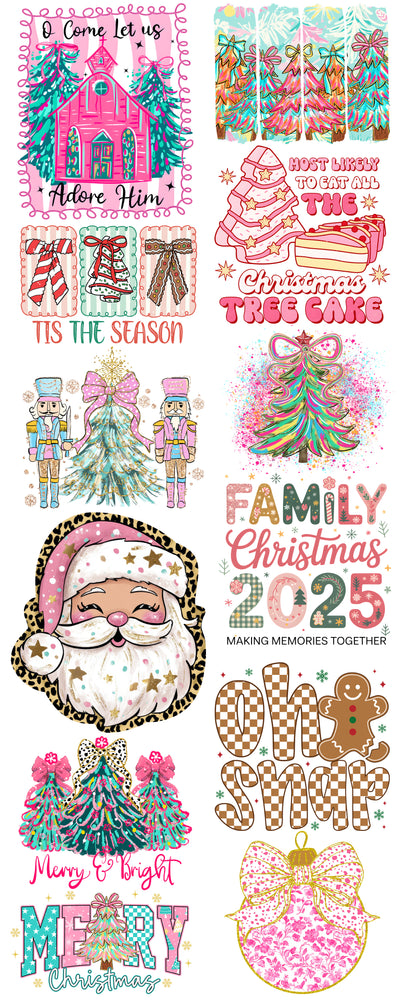 The Ultimate Preppy Christmas DTF Heat Transfer Gang Sheet | Trendy 2025 Holiday Transfers