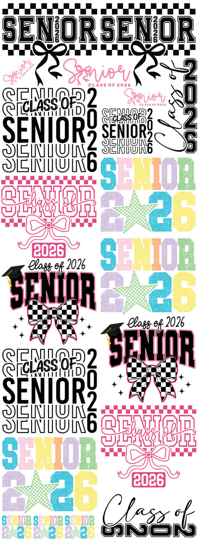 Class of 2026 DTF Heat Transfer Gang Sheet | Ultimate Variety Pack