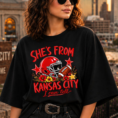 She's From Kansas City Football Helmet DTF Transfer | Ready to Press Game Day Graphic