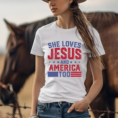 🙏 Show Off Your Faith & Patriotism: She Loves Jesus and America Too!