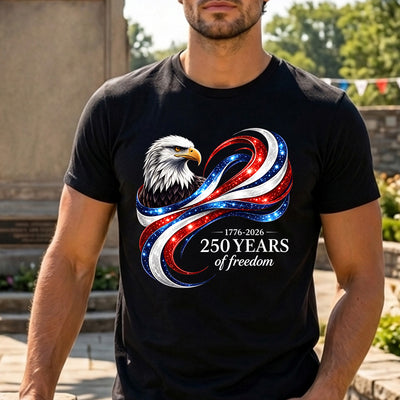 Star-Spangled Ribbon Eagle 250 Years of Freedom DTF Transfer | Ready to Press Commemorative Graphic
