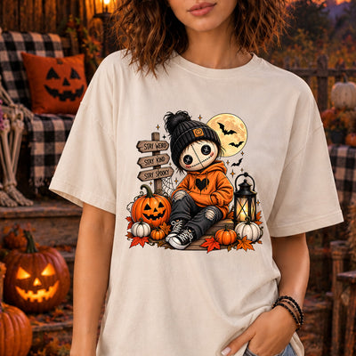 Stay Weird Stay Kind Stay Spooky Stitched Ragdoll Pumpkin Patch DTF Transfer | Ready to Press Halloween Graphic
