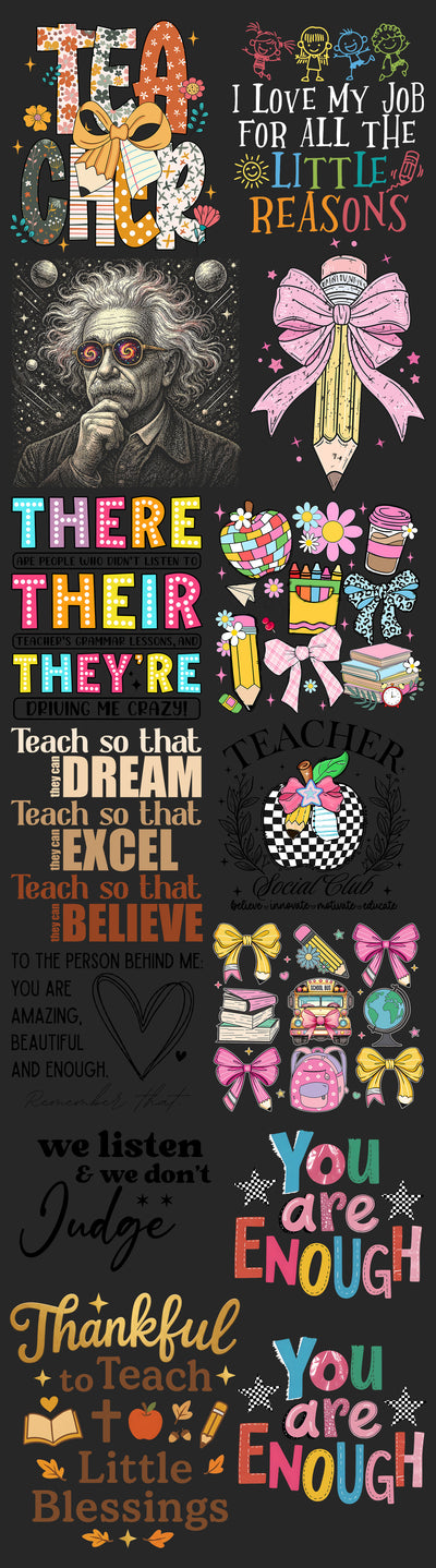 Ultimate Teacher & Back to School 22x80" Premade DTF Gang Sheet | Ready to Press