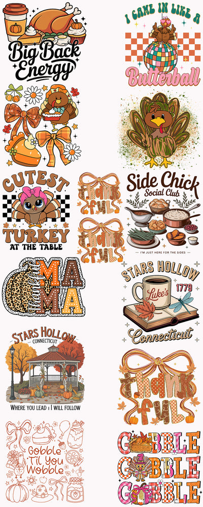 The Ultimate Thanksgiving DTF Heat Transfer Pre-Made Gang Sheet!