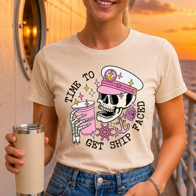 Time To Get Ship Faced Skeleton DTF Transfer | Ready to Press Cruise Graphic