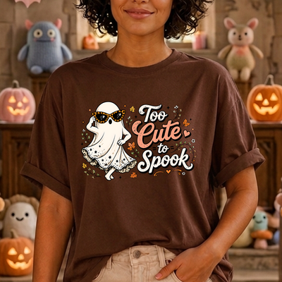 Too Cute To Spook Retro Ghost Leopard Sunglasses DTF Transfer | Ready to Press Halloween Graphic