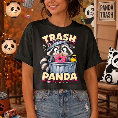 Trash Panda Raccoon In Can Pink Donut DTF Transfer | Ready to Press Funny Animal Graphic