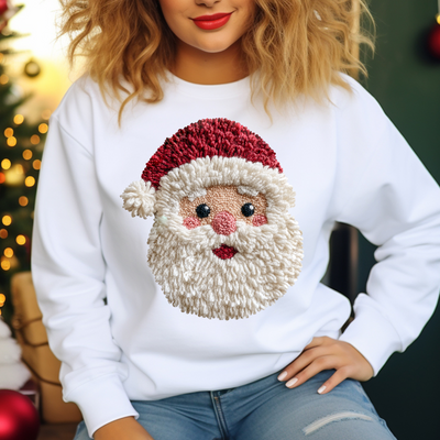 Cozy Punch Needle Santa DTF Heat Transfer