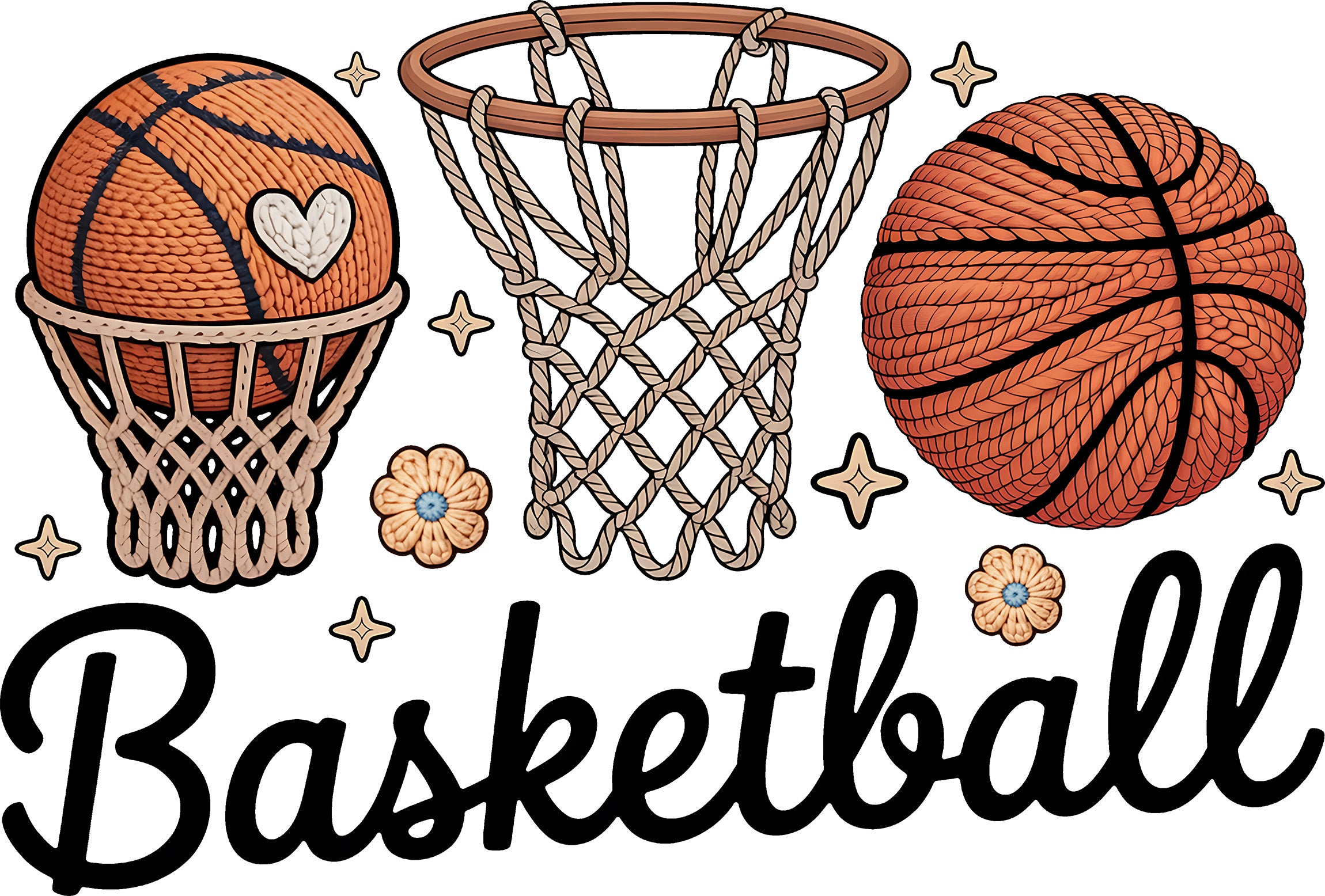 🏀🧶 Cozy Court Style: "Basketball" Script with Faux Knit Texture – Prem