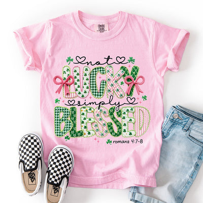 Faux Yarn Not Lucky Simply Blessed DTF Transfer - Ready to Press St. Patrick's Day Designs