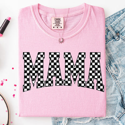 Distressed Checkered MAMA DTF Transfer - Ready to Press