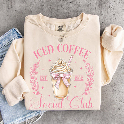 Iced Coffee Social Club Pink Bow DTF Transfer | Ready to Press