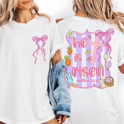 He Is Risen Easter Front & Back DTF Transfer Set | Ready to Press Easter Designs