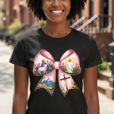 ✨ Faith & Flair: The Easter Story Coquette Bow DTF Transfer!